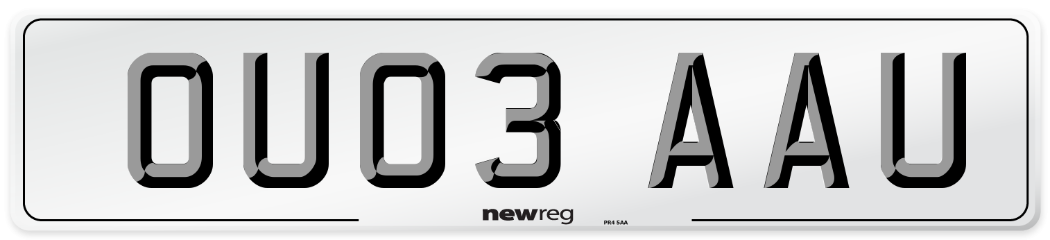 OU03 AAU Number Plate from New Reg